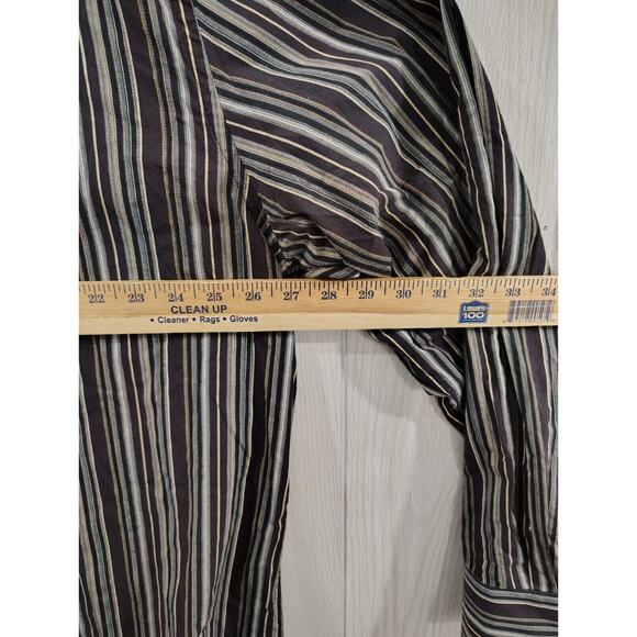 Tiglio Rosso Men's Striped Long Sleeve Shirt Size 3x 100% Cotton - Picture 7 of 7